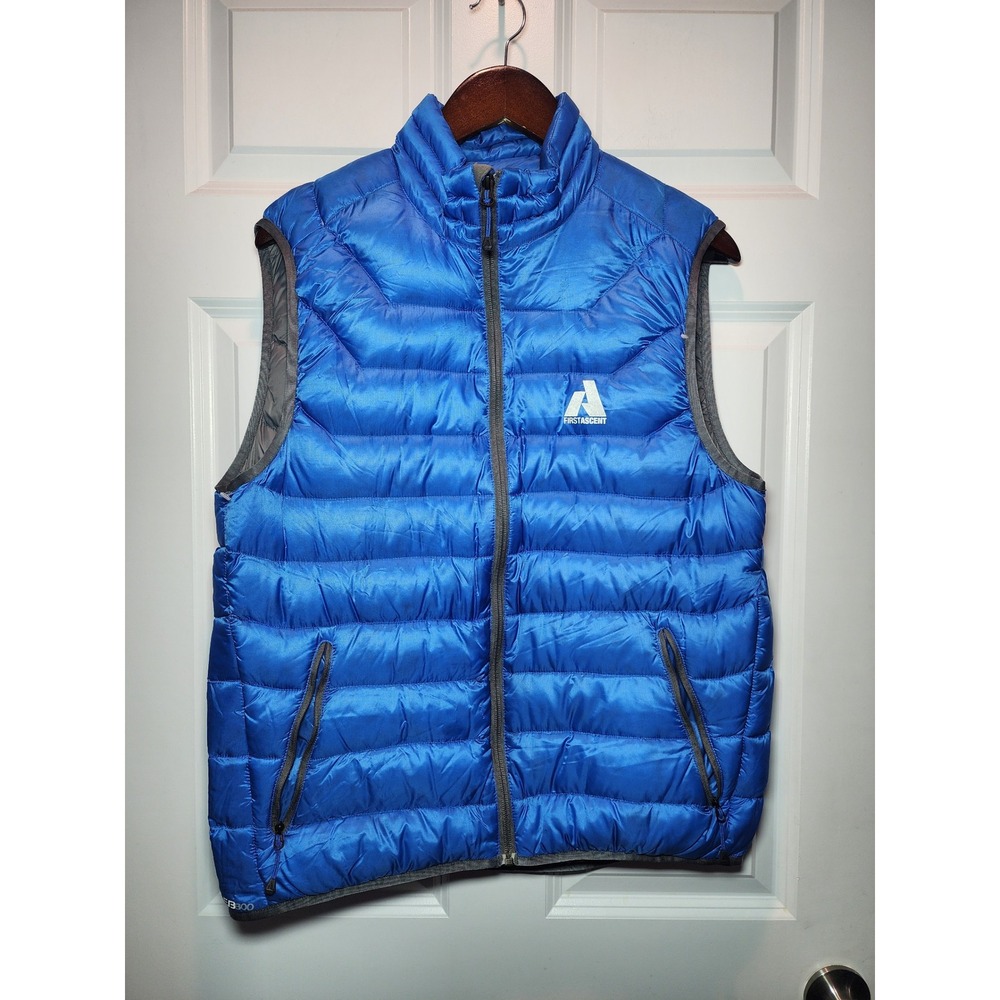 Eddie Bauer First Ascent EB800 Down Vest Mens Medium Blue Puffer Mountaineering